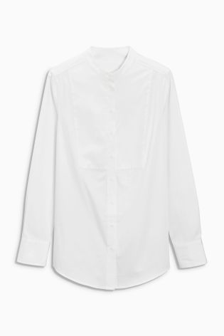 White Sateen Bib Shirt